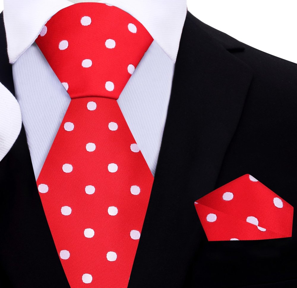 Close-up of a classic polka dot silk necktie with a sleek design