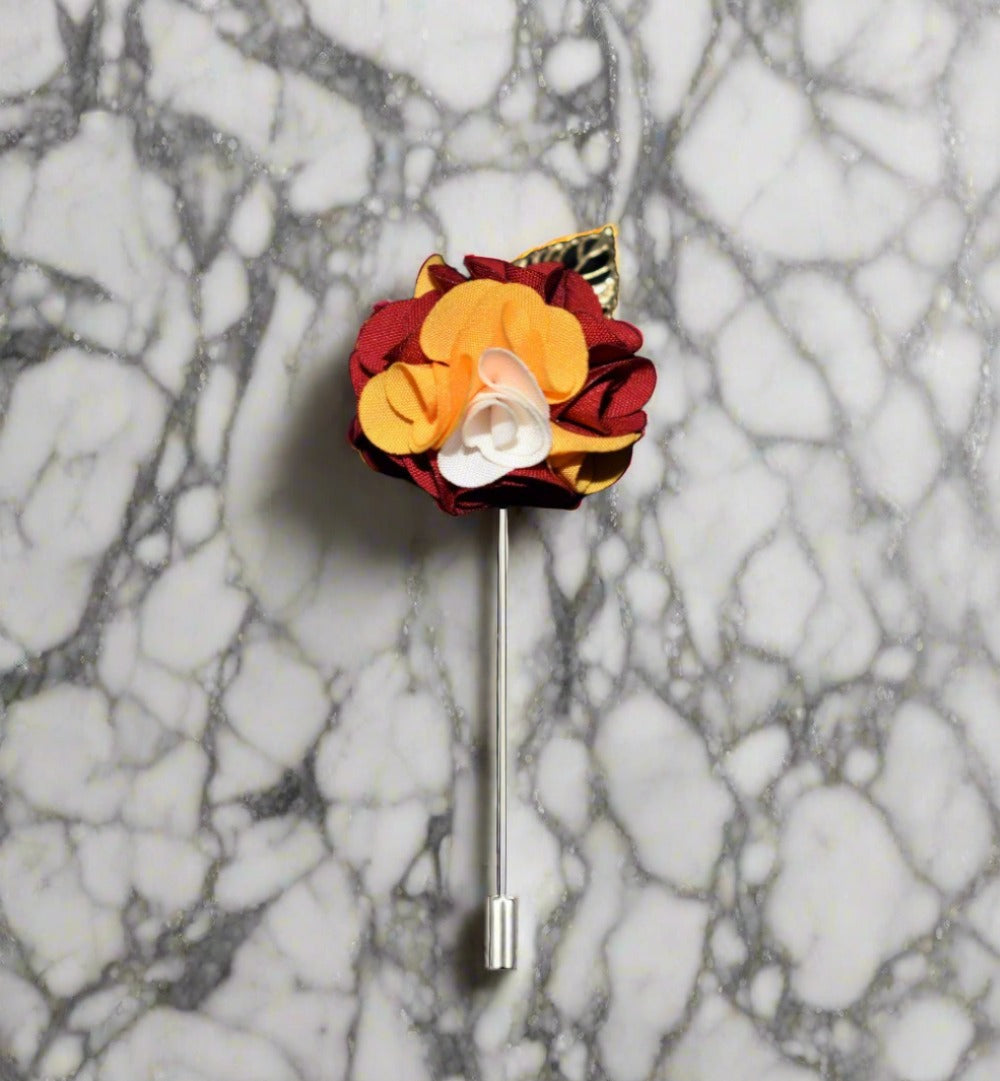 Deep blue flower lapel pin showcasing vibrant colors and elegant design.
