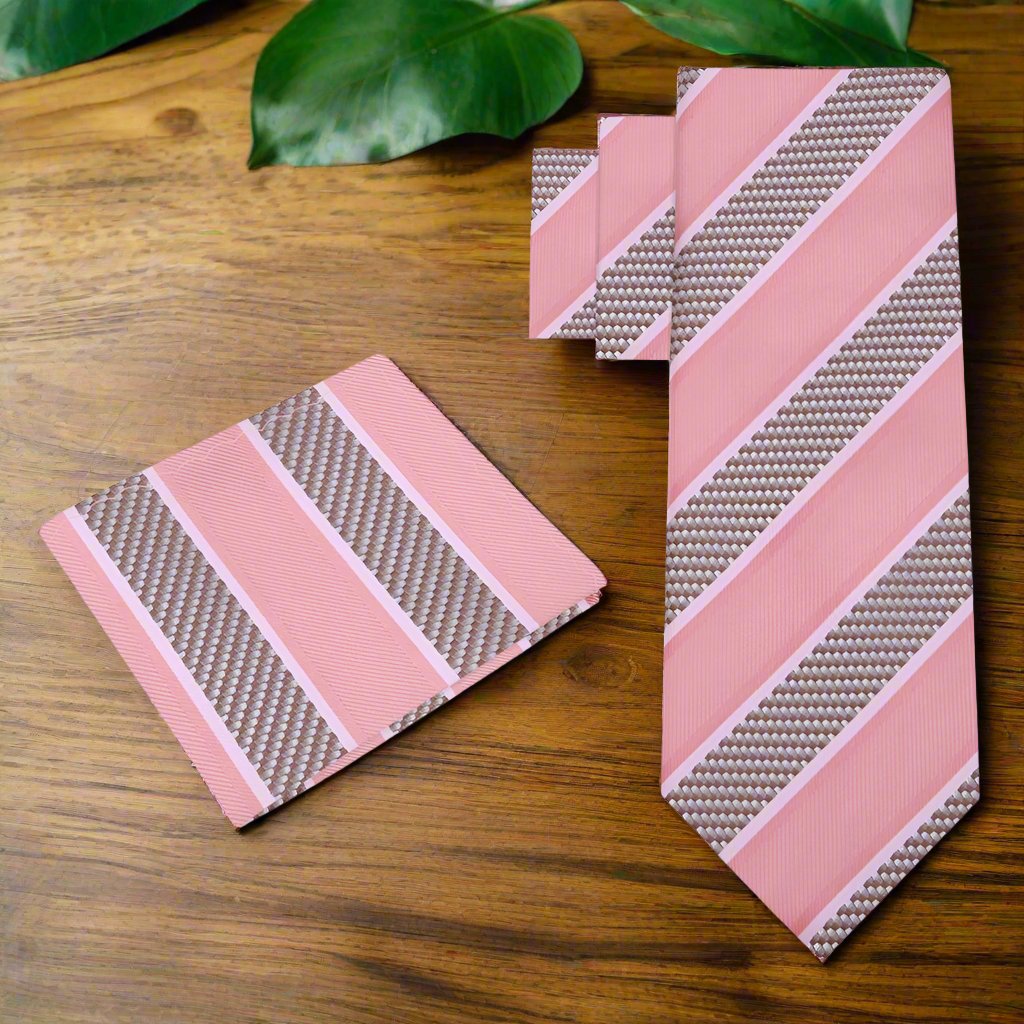 Close-up of classic striped silk necktie in blue and gold shades for business attire