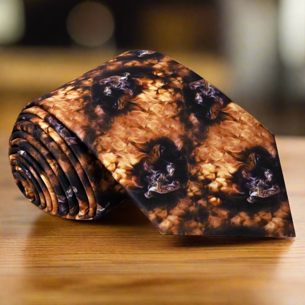Macchiato silk tie showcasing brown and cream colors for a stylish look.
