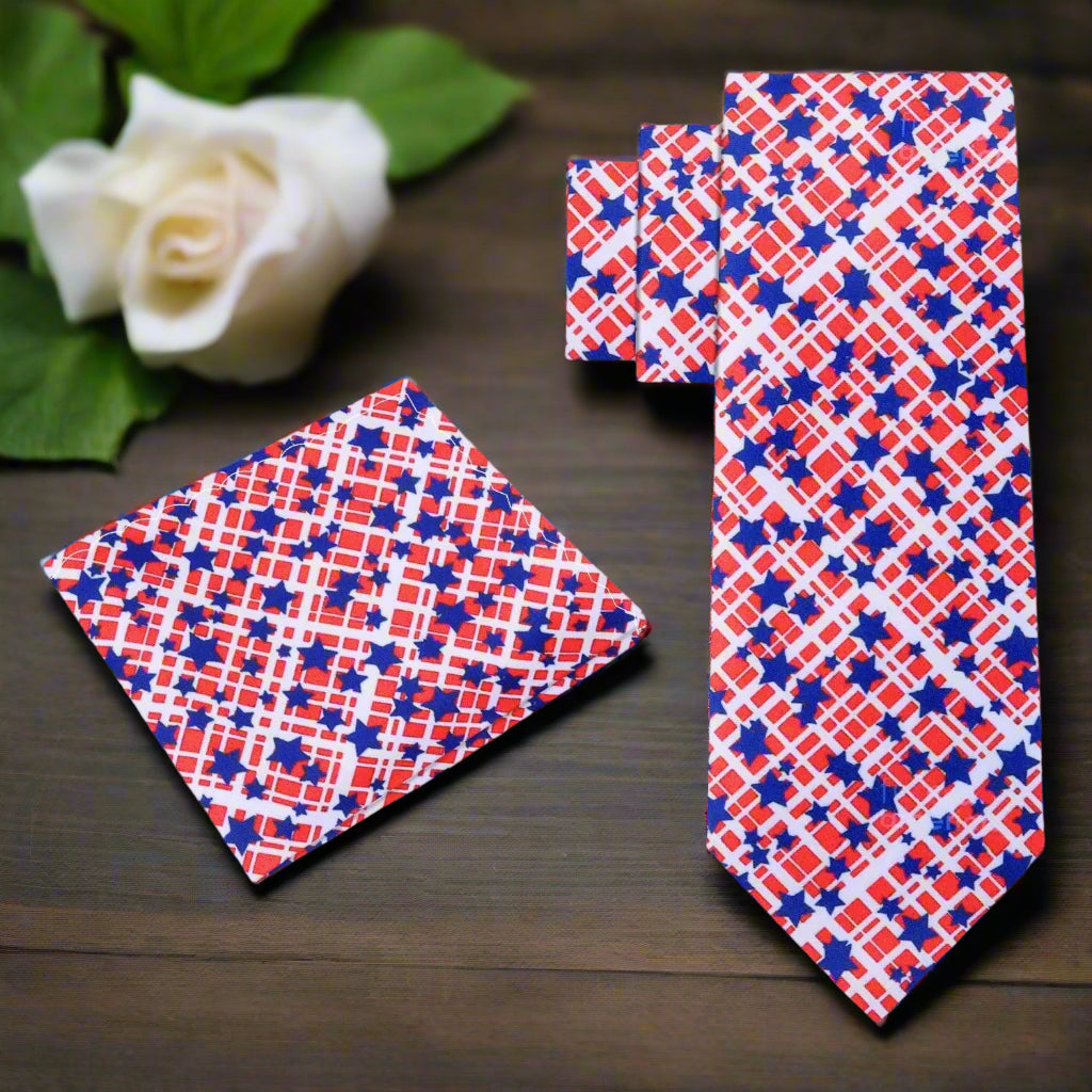Stylish patriotic tie paired with a white dress shirt for formal occasions