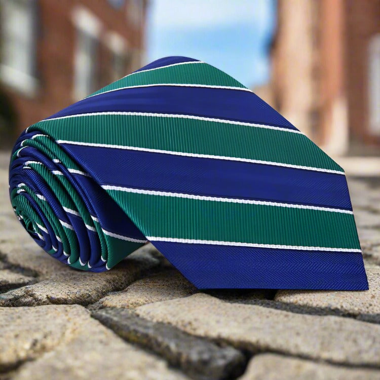 Close-up of silk tie fabric showcasing vibrant stripe design