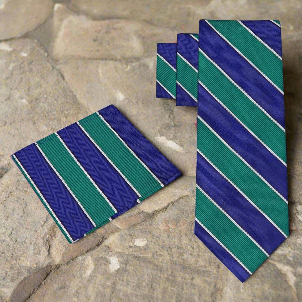 Man wearing a red, white, and blue silk necktie at a formal event
