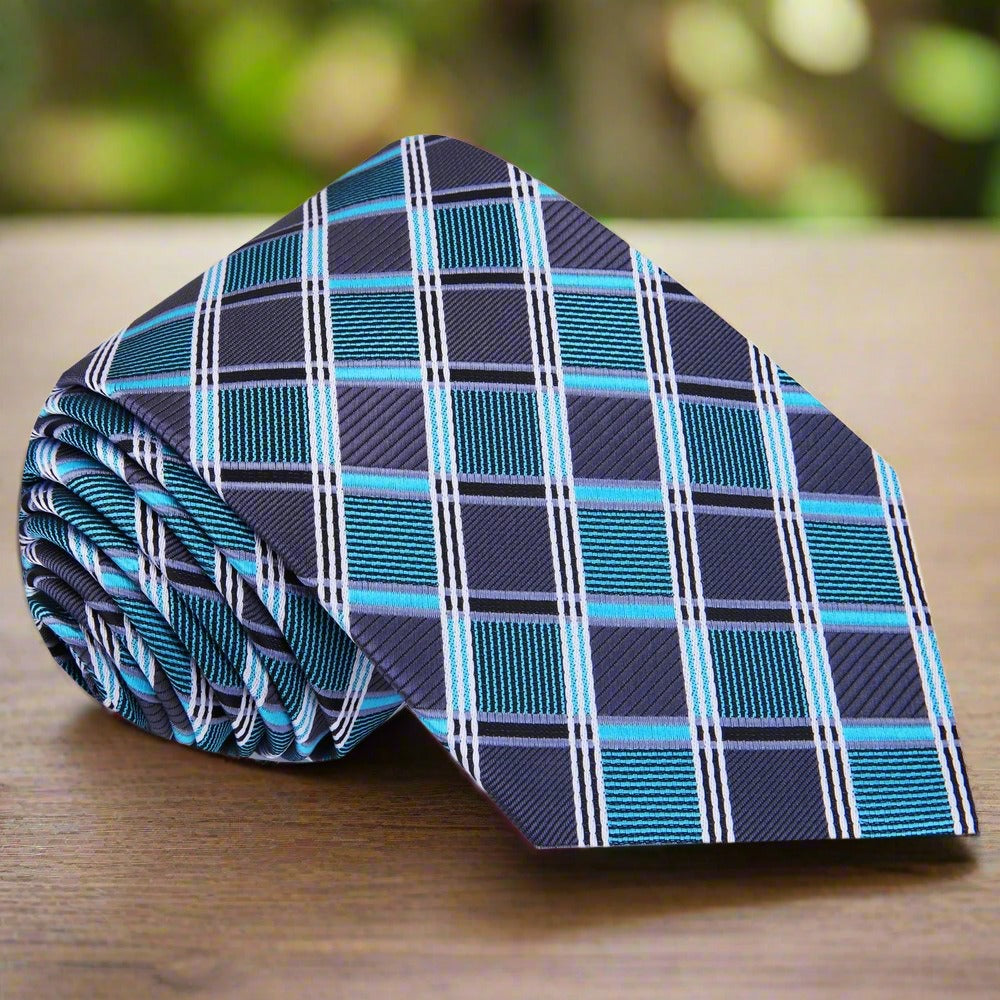 Close-up view of a classic stripe silk tie for formal events