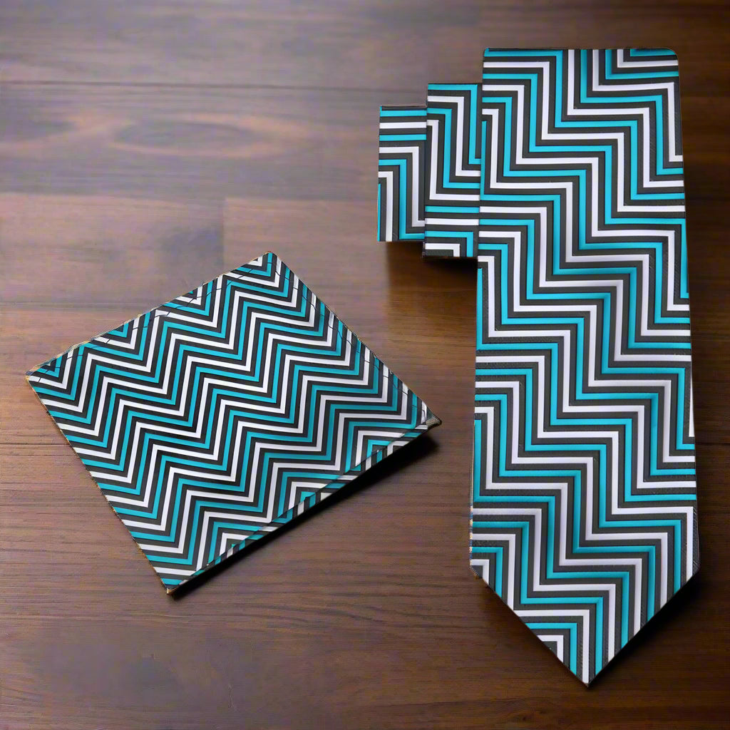 Teal razorback necktie styled with a light grey dress shirt, perfect for a sophisticated business casual look.