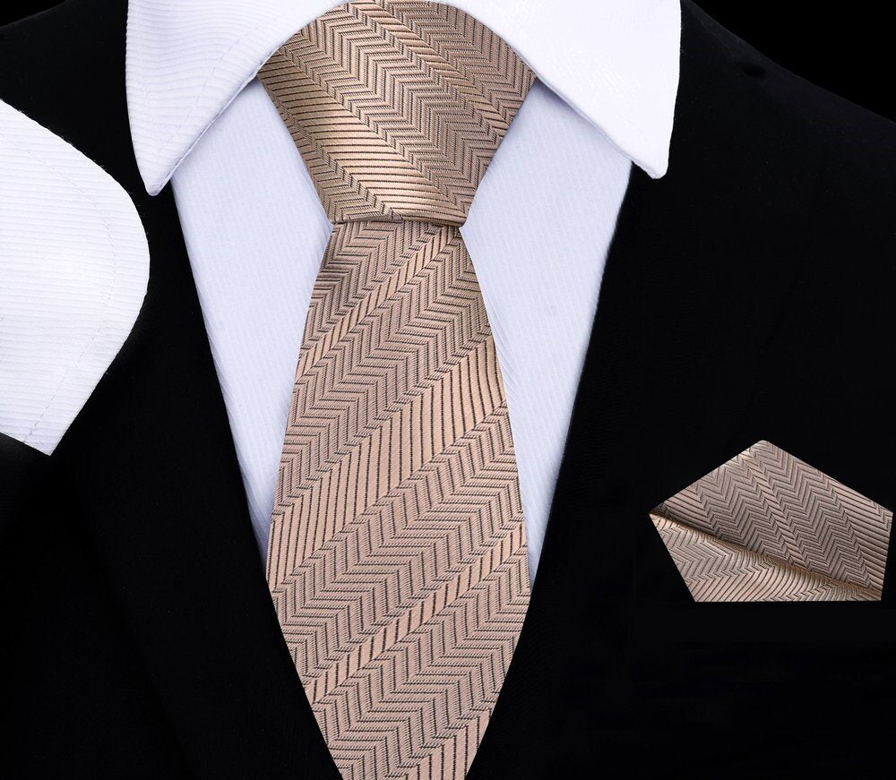 Children wearing metallic wheat silk necktie and pocket square for formal occasion