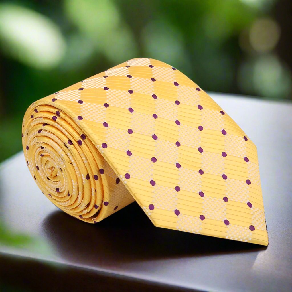 Front view of Rothschild geometric silk necktie in burgundy with sharp pattern