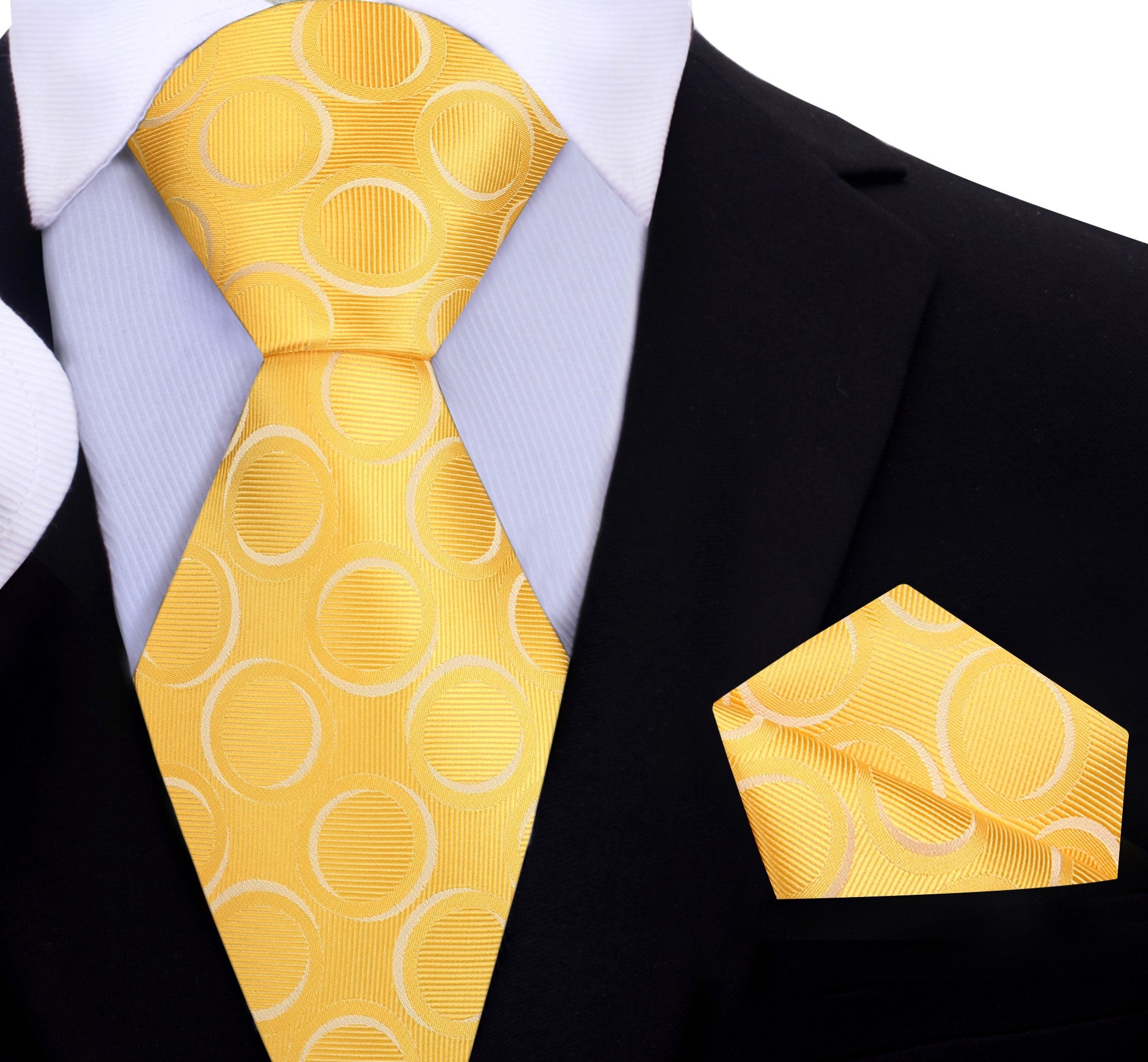 Close-up of kids silk tie with golden rings pattern, perfect for formal occasions