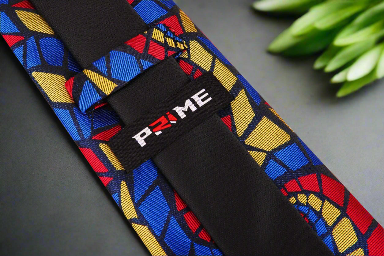 Man wearing a zipper tie with a stylish swirl pattern for formal event