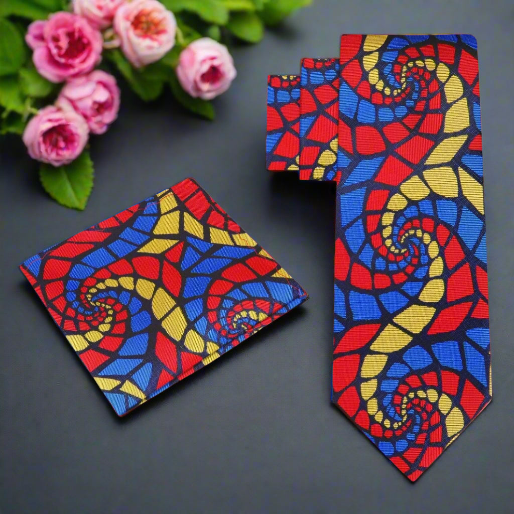 Man wearing a zipper tie with a stylish swirl pattern for formal event
