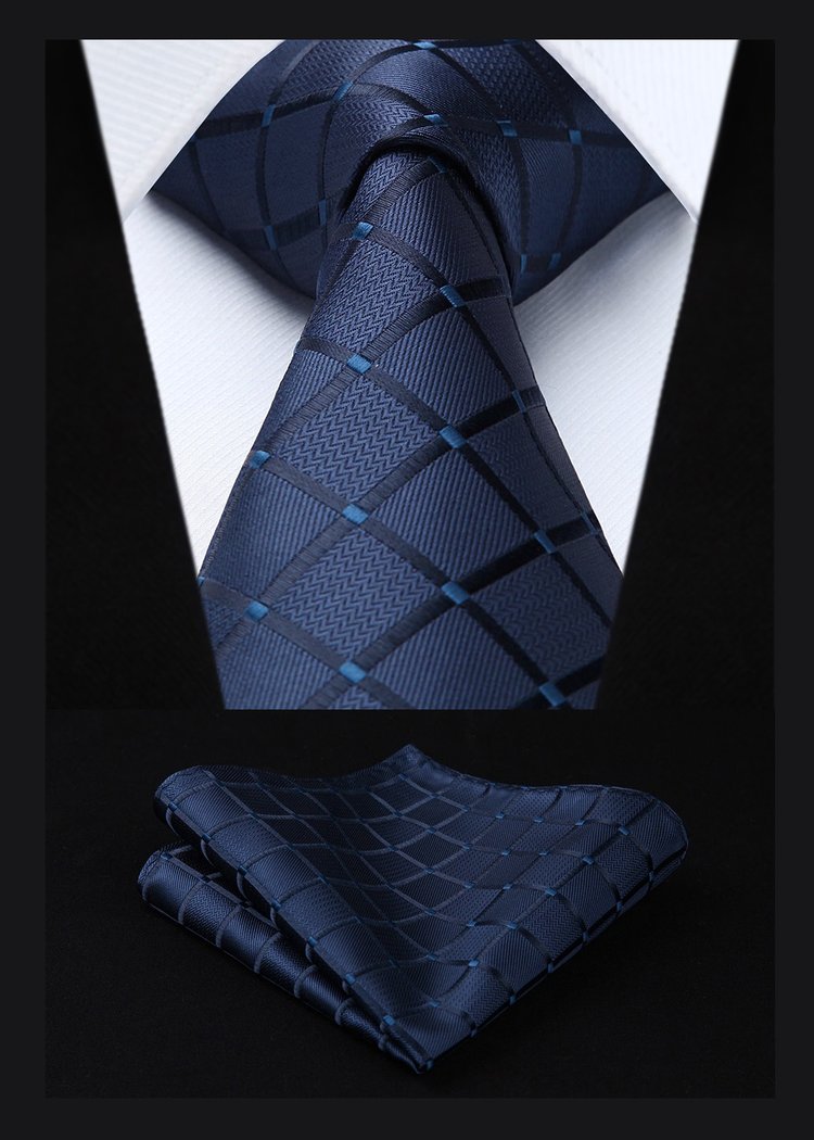 Close-up of children's blue silk tie with geometric texture for formal events