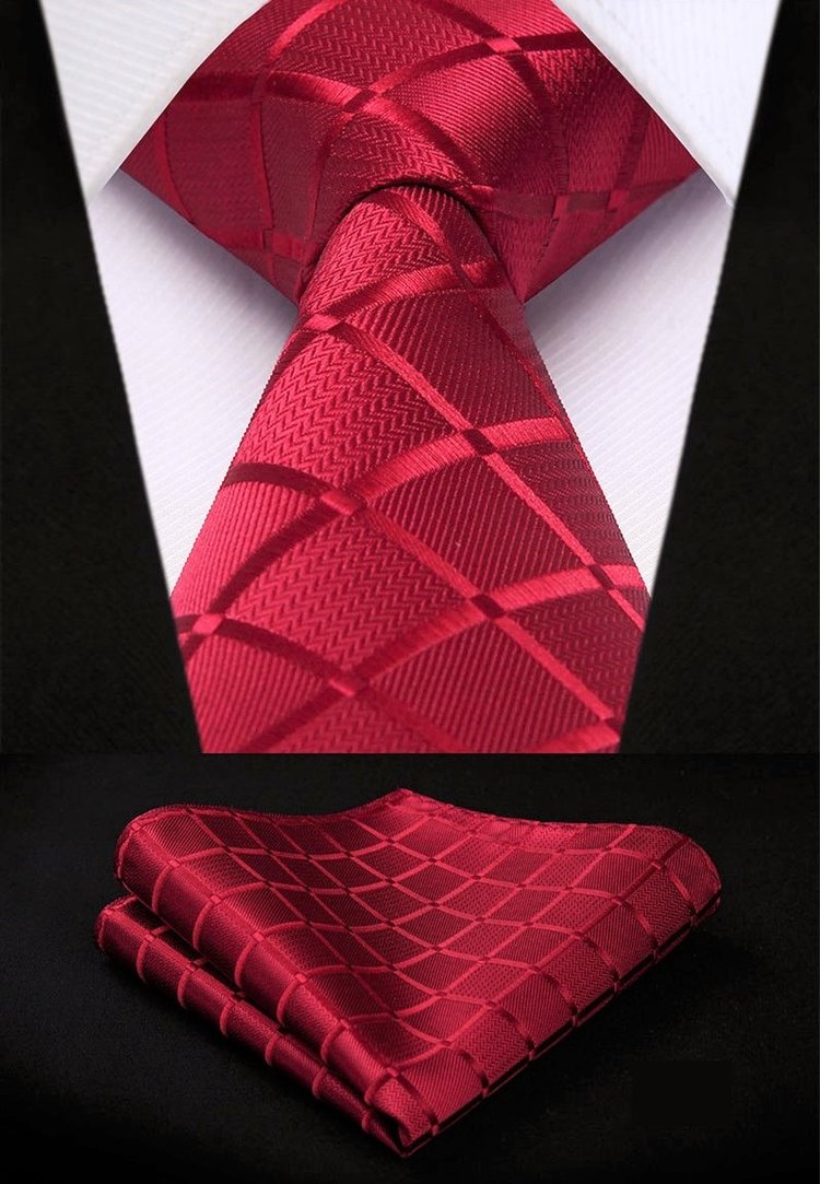 Kids wearing red silk necktie with pocket square for formal occasion