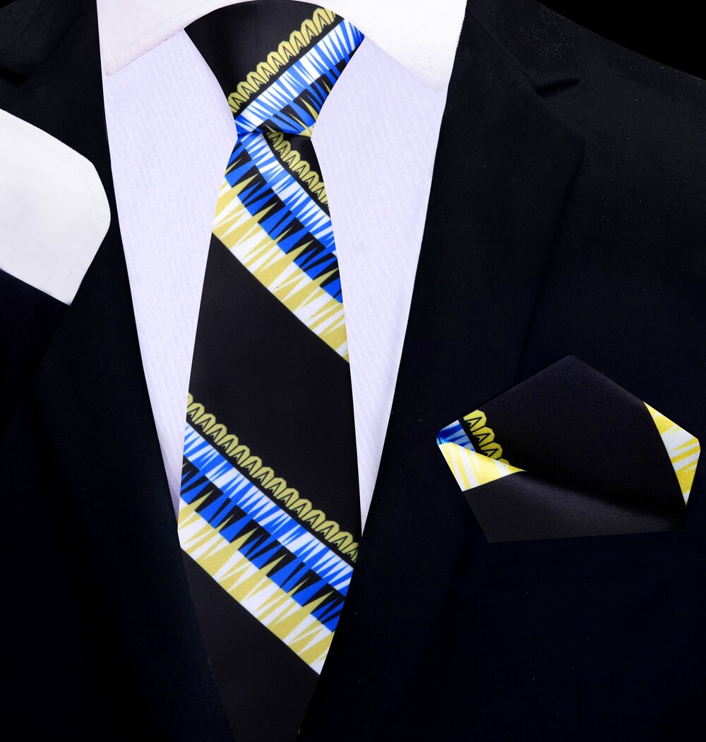 Close-up view of the Abstract Elegance Silk Tie showcasing its intricate abstract pattern.