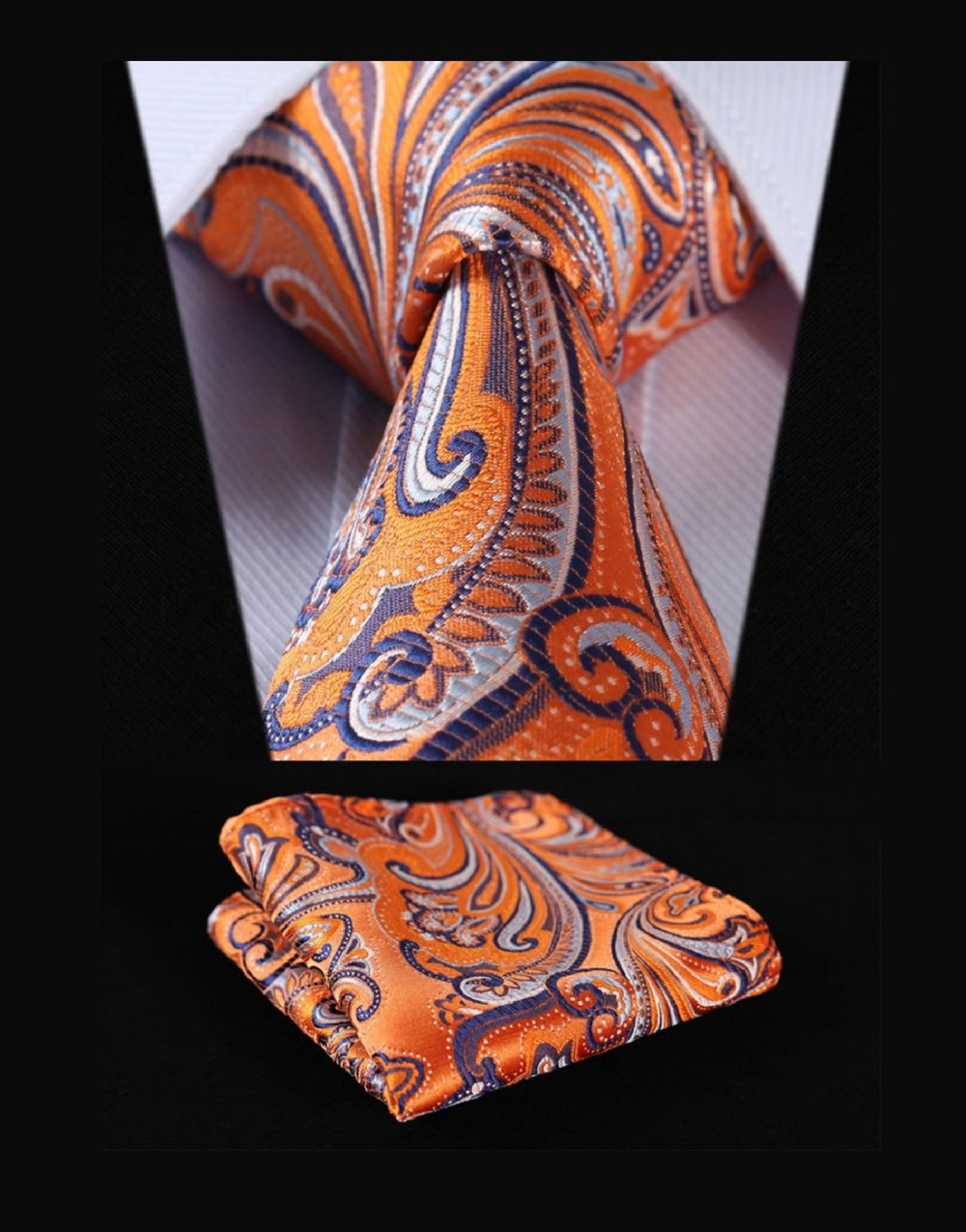 Close-up of kids silk tie and pocket square for boys' formal wear